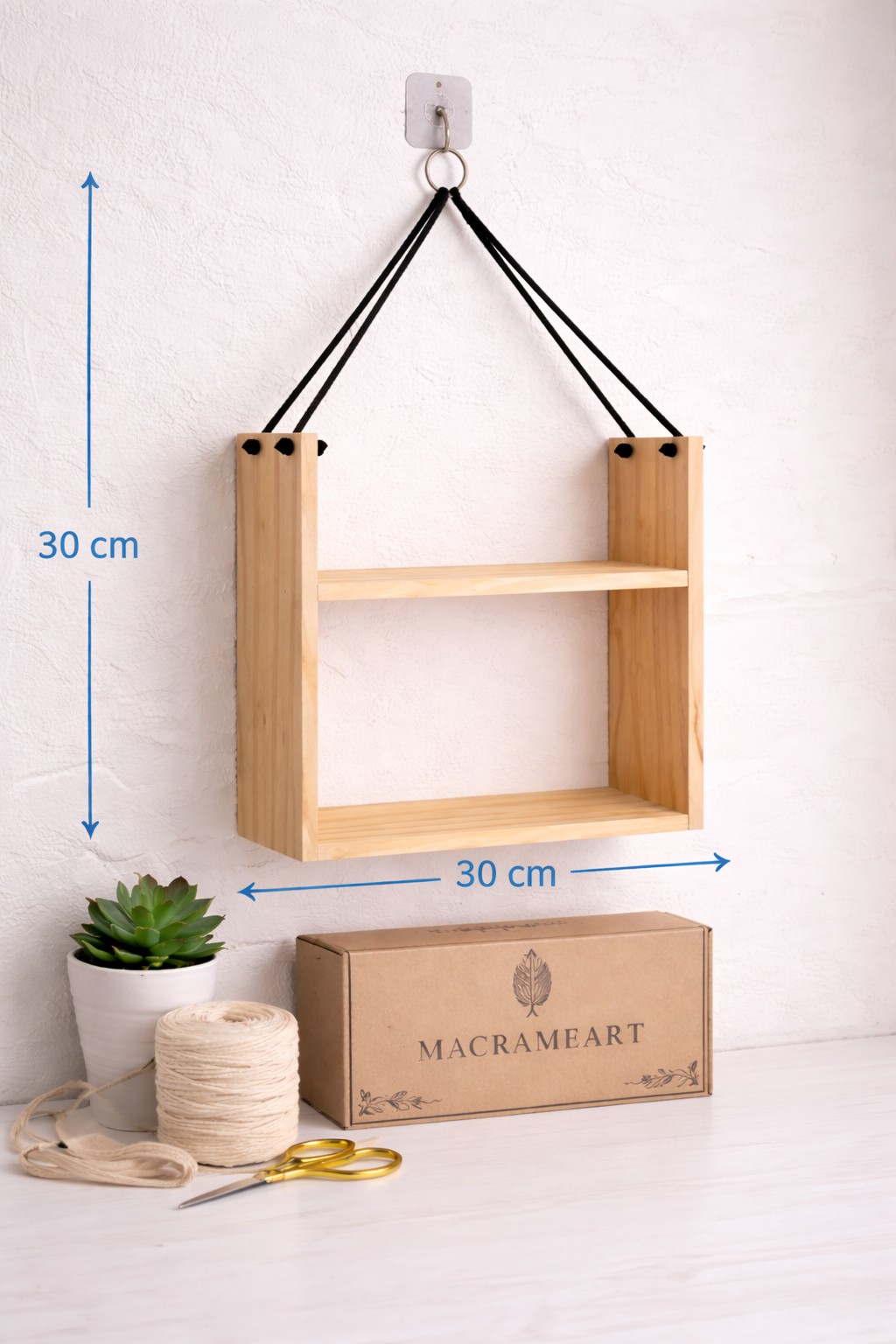 Handmade Wooden Hanging Shelf – Macrameart | Wall Decor & Plant Shelf