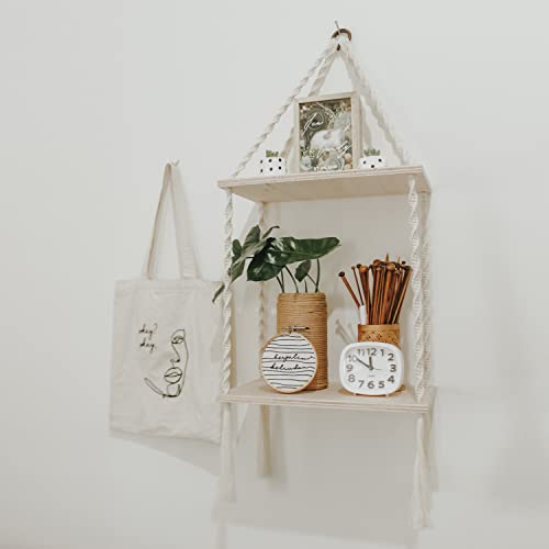 Macrame Wall Hanging Shelf Bohemian Designs Home Decor Pine Wooden Shelves and Cotton Cord (Bohemian)  Amazon.in Home & Kitchen