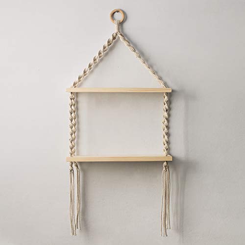 Macrame Wall Hanging Shelf Bohemian Designs Home Decor Pine Wooden Shelves and Cotton Cord (Bohemian)  Amazon.in Home & Kitchen