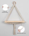 Macrame Wall Hanging Shelf Woven Home Decor Wood Floating Storage Shelf Bohemian Handmade Cotton Rope,Living Room, Balcony, Garden, (71 L x 40 W), Beige  Amazon.in Home & Kitchen