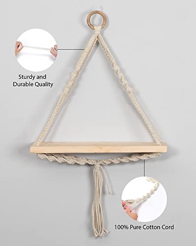 Macrame Wall Hanging Shelf Woven Home Decor Wood Floating Storage Shelf Bohemian Handmade Cotton Rope,Living Room, Balcony, Garden, (71 L x 40 W), Beige  Amazon.in Home & Kitchen