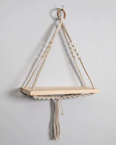 Macrame Wall Hanging Shelf Woven Home Decor Wood Floating Storage Shelf Bohemian Handmade Cotton Rope,Living Room, Balcony, Garden, (71 L x 40 W), Beige  Amazon.in Home & Kitchen