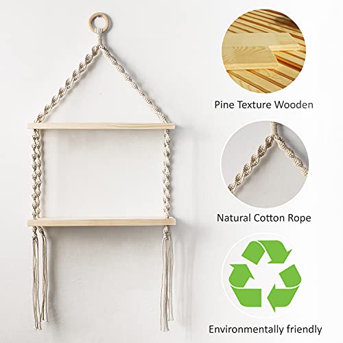 Macrame Wall Hanging Shelf Bohemian Designs Home Decor Pine Wooden Shelves and Cotton Cord (Bohemian)  Amazon.in Home & Kitchen