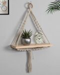 Macrame Wall Hanging Shelf Woven Home Decor Wood Floating Storage Shelf Bohemian Handmade Cotton Rope,Living Room, Balcony, Garden, (71 L x 40 W), Beige  Amazon.in Home & Kitchen