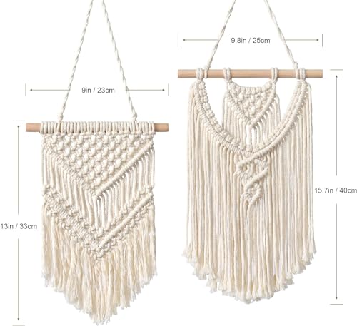 macrame Woven Wall Hanging 2 PCS Boho Home Decor Tapestry, Small Beige Chic Wall Art Bohemian Hand Woven Pendant Tapestries for Apartment Bedroom Living Room  Amazon.in Home & Kitchen