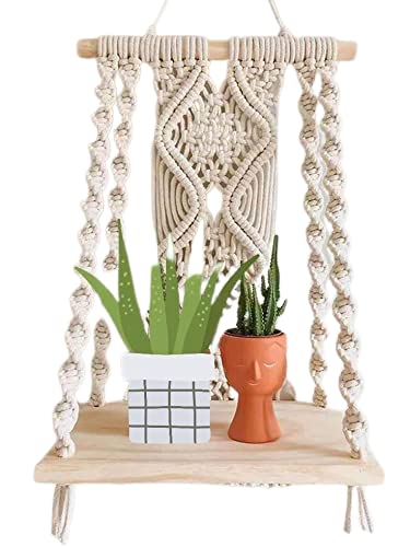 Macrame Wall Hanging Shelf, Boho Handmade Floating Wooden Book Shelve for Home Decor, Bedroom, Living Room, Nursery, Decoration 10x5x22 Inch,1-Pcs, Off-White  Amazon.in Home & KitchenWatch the videoWatch the video