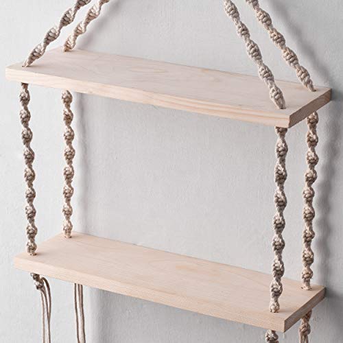 Macrame Wall Hanging Shelf Bohemian Designs Home Decor Pine Wooden Shelves and Cotton Cord (Bohemian)  Amazon.in Home & Kitchen