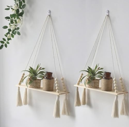 Macramé Wall Hanging Shelf for Home Décor Set of 2