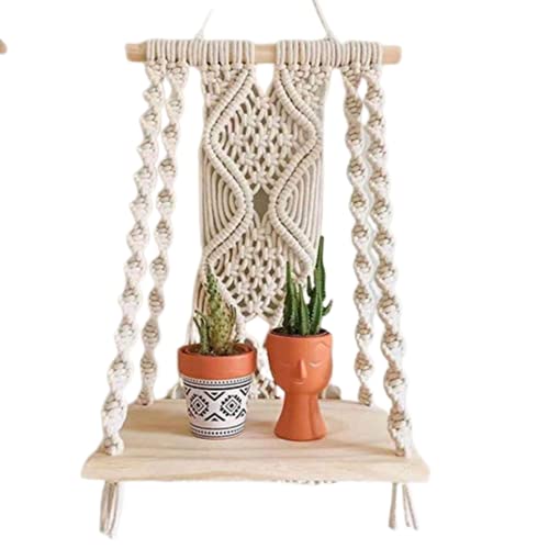 Macrame Wall Hanging Shelf, Boho Handmade Floating Wooden Book Shelve for Home Decor, Bedroom, Living Room, Nursery, Decoration 10x5x22 Inch,1-Pcs, Off-White  Amazon.in Home & KitchenWatch the videoWatch the video
