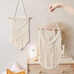 macrame Woven Wall Hanging 2 PCS Boho Home Decor Tapestry, Small Beige Chic Wall Art Bohemian Hand Woven Pendant Tapestries for Apartment Bedroom Living Room  Amazon.in Home & Kitchen