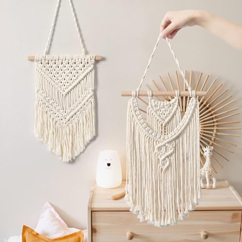 macrame Woven Wall Hanging 2 PCS Boho Home Decor Tapestry, Small Beige Chic Wall Art Bohemian Hand Woven Pendant Tapestries for Apartment Bedroom Living Room  Amazon.in Home & Kitchen
