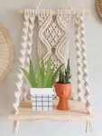 Macrame Wall Hanging Shelf, Boho Handmade Floating Wooden Book Shelve for Home Decor, Bedroom, Living Room, Nursery, Decoration 10x5x22 Inch,1-Pcs, Off-White  Amazon.in Home & KitchenWatch the videoWatch the video