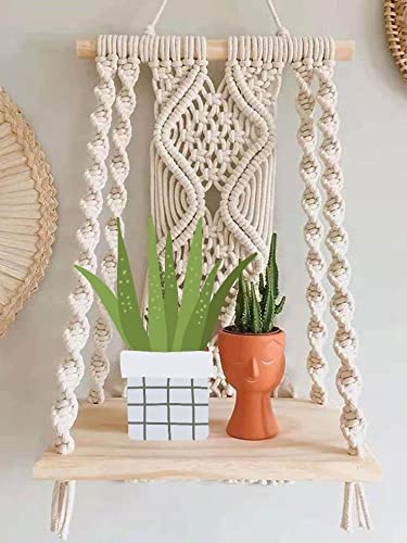 Macrame Wall Hanging Shelf, Boho Handmade Floating Wooden Book Shelve for Home Decor, Bedroom, Living Room, Nursery, Decoration 10x5x22 Inch,1-Pcs, Off-White  Amazon.in Home & KitchenWatch the videoWatch the video