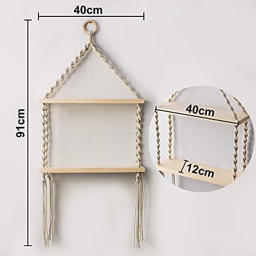 Macrame Wall Hanging Shelf Bohemian Designs Home Decor Pine Wooden Shelves and Cotton Cord (Bohemian)  Amazon.in Home & Kitchen