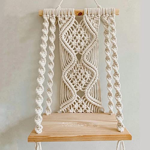Macrame Wall Hanging Shelf, Boho Handmade Floating Wooden Book Shelve for Home Decor, Bedroom, Living Room, Nursery, Decoration 10x5x22 Inch,1-Pcs, Off-White  Amazon.in Home & KitchenWatch the videoWatch the video