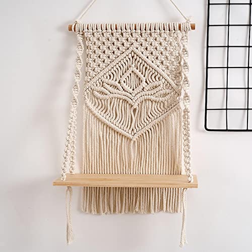 Wall Hanging Shelf Chic Decor Wood Floating Boho Shelves with Wooden Dowel Hand Woven Bohemian Decor for Apartment Dorm Bedroom Living Room Nursery 60 x 30 cm (Beige)  Amazon.in Home & KitchenWatch the videoWatch the video