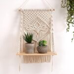 Wall Hanging Shelf Chic Decor Wood Floating Boho Shelves with Wooden Dowel Hand Woven Bohemian Decor for Apartment Dorm Bedroom Living Room Nursery 60 x 30 cm (Beige)  Amazon.in Home & KitchenWatch the videoWatch the video