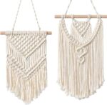 macrame Woven Wall Hanging 2 PCS Boho Home Decor Tapestry, Small Beige Chic Wall Art Bohemian Hand Woven Pendant Tapestries for Apartment Bedroom Living Room  Amazon.in Home & Kitchen