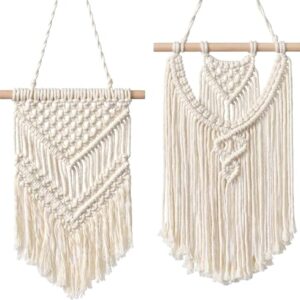 macrame Woven Wall Hanging 2 PCS Boho Home Decor Tapestry, Small Beige Chic Wall Art Bohemian Hand Woven Pendant Tapestries for Apartment Bedroom Living Room  Amazon.in Home & Kitchen